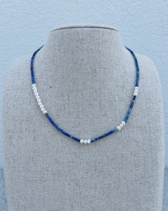 Load image into Gallery viewer, LAPIS PEARL NECKLACE
