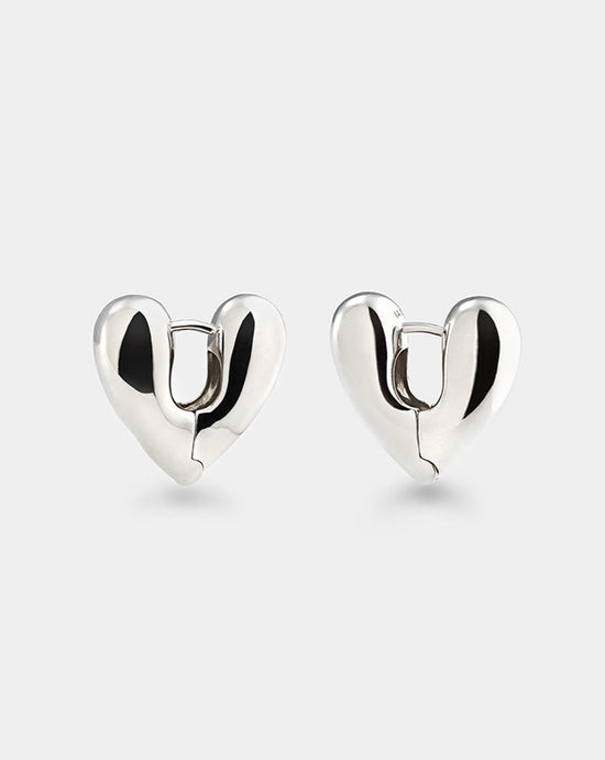 Load image into Gallery viewer, HEART HOOPS SILVER, SMALL
