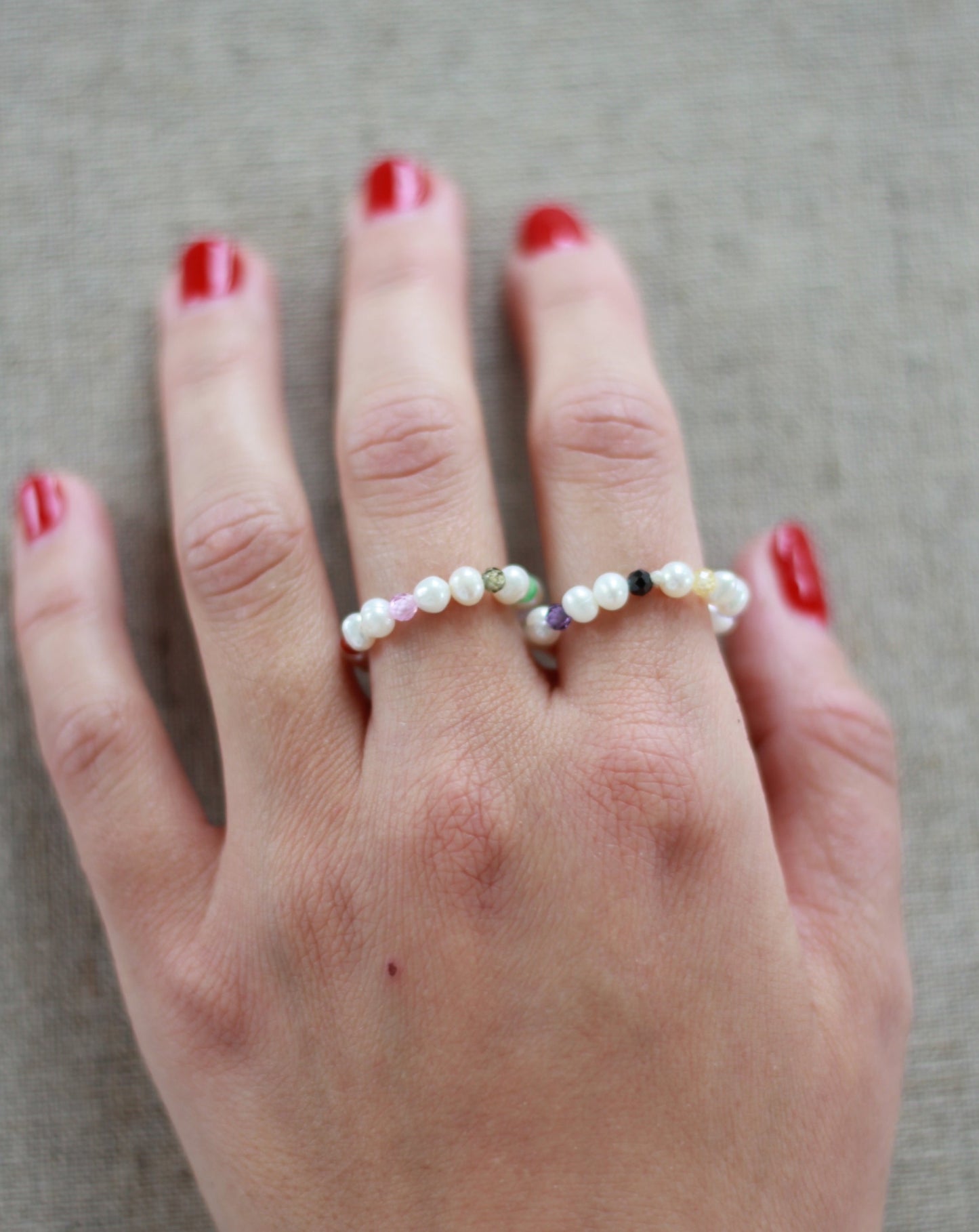 PEARLS AND RAINBOWS RING
