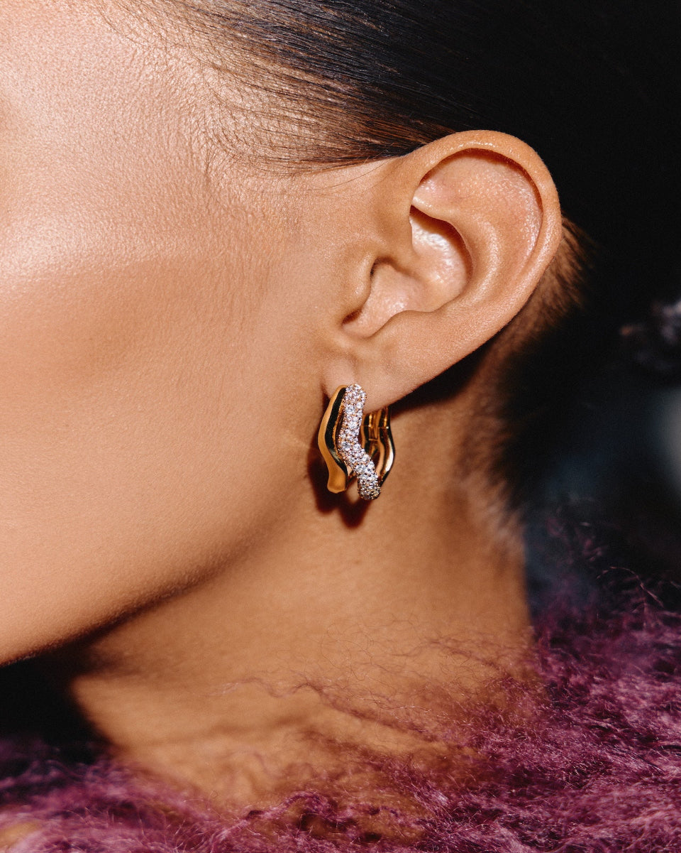 MISSOMA MOLTON SNOW DOUBLE HOOP EARRINGS