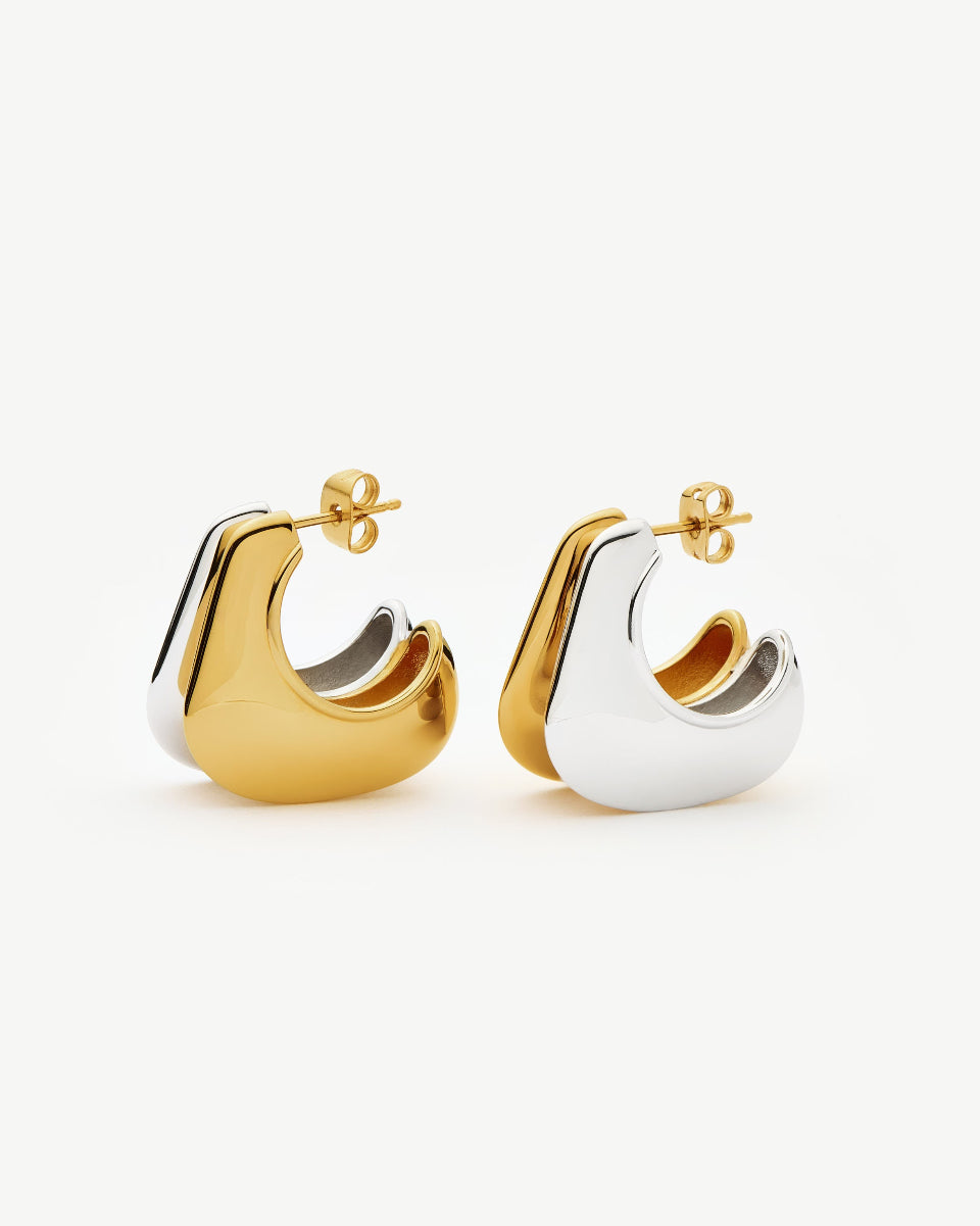 Missoma HERA DOME DOUBLE RIDGE MEDIUM HOOP EARRINGS