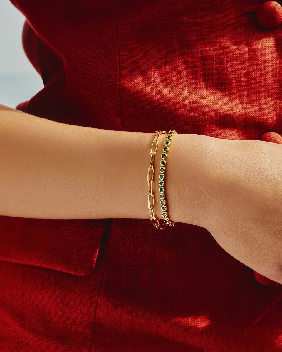 Missoma tennis round bracelet emerald green