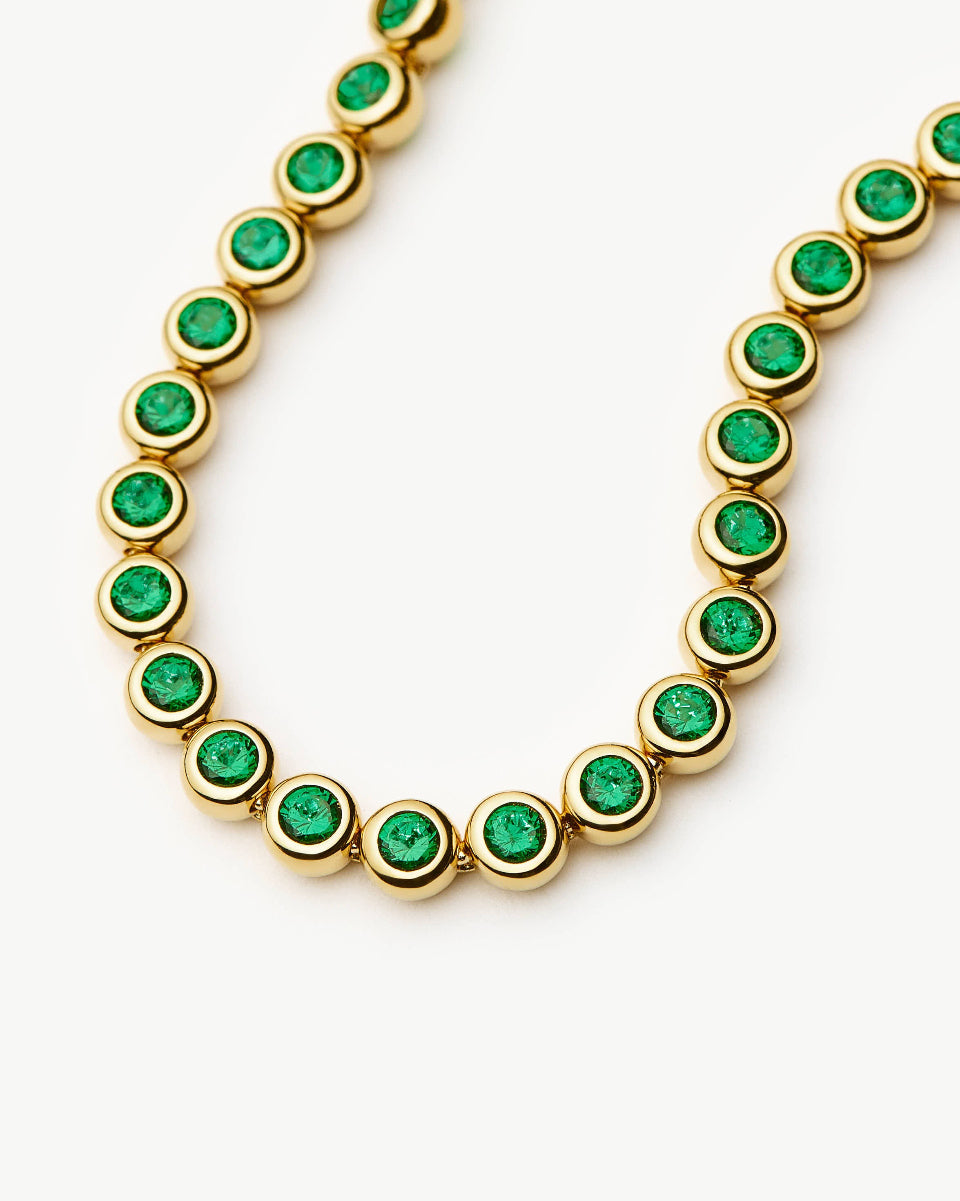 Missoma tennis round bracelet emerald green gold plated